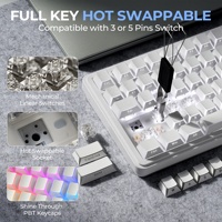 Teclado Mecánico para Juegos XVX M75 Lumina PRISM Shadow White Tri-Mode 75% con Retroiluminación RGB y Diseño de Corazón Blanco