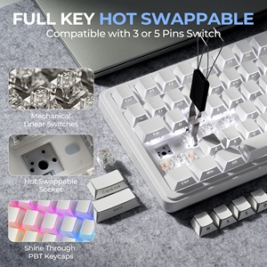 <span class=keywords><strong>Clavier</strong></span> de jeu mécanique XVX M75 Lumina PRISM Shadow White Tri-Mode 75% avec rétroéclairage RVB et <span class=keywords><strong>clavier</strong></span> à motif cœur blanc - Product Image 5