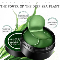 Masque en gel rafraîchissant pour les yeux en cristal de collagène de marque privée, masque pour les yeux en feuille, massage, thé vert, algues marines, masque pour les yeux en hydrogel, patchs pour les yeux