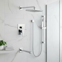 Ensemble de douche thermostatique dissimulé en laiton de haute qualité avec pommeau de douche pluie de 10 pouces et douchette carrée haute pression
