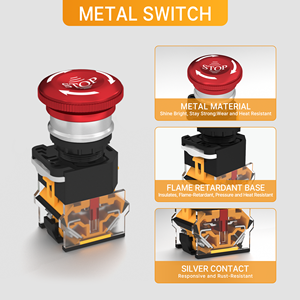 8A 250V 1NO <span class=keywords><strong>1NC</strong></span> Parada de emergencia de metal ABS Caja de interruptor de control de plástico IP67 Caja de botón electrónico Plástico - Product Image 4
