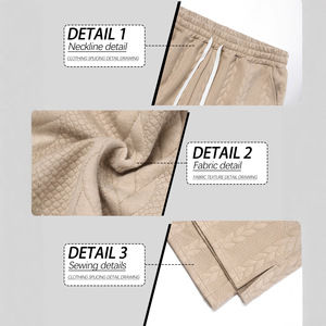 Nouveau pantalon de sport décontracté pour homme, couleur unie, jacquard, tricot torsadé, taille élastique avec cordon de serrage, grande taille, respirant, vêtements de loisirs - Product Image 3