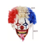 Masque en latex d'horreur Halloween Demon Clown New afro grande bouche longue langue masque de clown