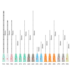 <span class=keywords><strong>Agujas</strong></span> de Microcánula Médicas Estériles Marca INI/OEM, Calibres 16G a <span class=keywords><strong>30G</strong></span>, Certificación CE, 8MM-120MM, Punta Fina y Cilíndrica para <span class=keywords><strong>Mesoterapia</strong></span>, Clase III - Product Image 1