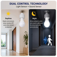 Douille de lampe LED E27 intelligente à capteur, économie d'énergie, activation vocale, support de lampe en plastique à vis, allumage/extinction automatique, blanc, garantie de 2 ans