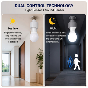 Douille de lampe LED E27 intelligente à capteur, économie d'énergie, support de lampe à commande vocale, allumage/extinction automatique pour l'éclairage domestique - Product Image 5