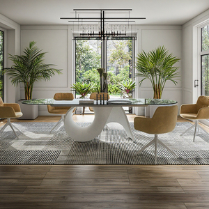 Biệt thự Châu Âu Hình chữ nhật Kính hàng đầu bàn ăn đặt 6 ghế, cơ sở thép cho bảng, 51 inch bảng trắng cơ sở kính bàn ăn - Product Image 1