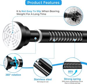CF personnalisé réglable télescopique antirouille en acier inoxydable tête en caoutchouc garde-robe <span class=keywords><strong>tringle</strong></span> à rideau de douche réglable pour salle de bain - Product Image 5