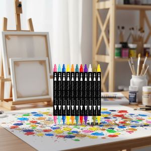 ปากกามาร์คเกอร์สำหรับงานศิลปะ DIY 12/24/36/48/60 สี กันน้ำ เมทัลลิก OEM ปากกาแบบถาวร หัวคู่ ปากกาสีอะคริลิค - Product Image 4