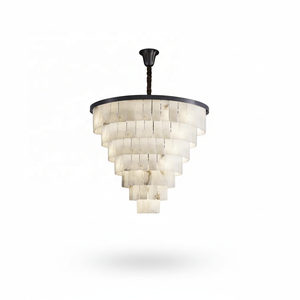 <span class=keywords><strong>Lustre</strong></span> suspendu moderne <span class=keywords><strong>industriel</strong></span> contemporain en cuivre doré Zhongyi, finition LED, Ra90, angle de faisceau de 360°, blanc chaud, albâtre - Product Image 1