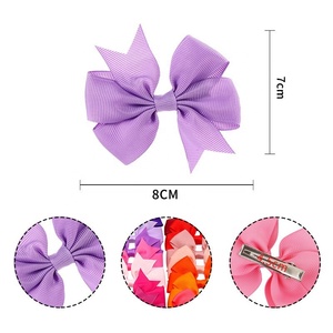 20 Farben Solid Gros grain <span class=keywords><strong>Ribbon</strong></span> Bows <span class=keywords><strong>Clips</strong></span> Haarnadel Mädchen Haars chleifen Boutique Haars pange Kinder Haarschmuck - Product Image 2