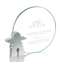 Trophée en verre personnalisé motif feuille d'érable, design circulaire, pour événements d'entreprise canadiens et reconnaissance des employés
