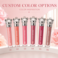Gloss à lèvres 2,5 ml à marque privée, motif Ours Mignon, effet miroir, anti-transfert, résistant à l'eau, en tubes, pour un look naturel