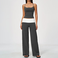 Ensemble de yoga pour femmes, coupe ajustée, col montant, manches longues, color block, tenue de sport pour l'entraînement, pilates, vêtements de sport OEM, logo personnalisé