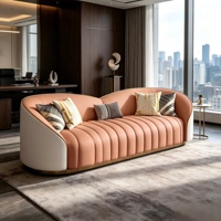 BIAOGUAN Ensemble de canapés modulaires de bureau modernes en cuir synthétique de luxe, rembourrés, avec éponge haute densité et contreplaqué écologique