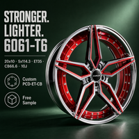 Jantes forgées 3 pièces 5 branches rouge-noir 20x10 5x114.3 6061 T6 sur mesure à déport profond pour Infiniti, livraison directe usine OEM, vente chaude