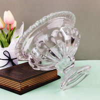 Vase et bol en verre transparent sur pied haut, style rétro et vintage, pour bonbons, fleurs et décoration de mariage