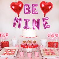 Ballon en feuille de 16 pouces, motif « Be Mine » en lettres, couleur rouge pêche, durable et recyclable, pour la Saint-Valentin romantique, les mariages et les fêtes