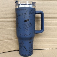 Gobelet isotherme en acier inoxydable de 40 oz avec poignée et couvercle, paille anti-fuite, logo personnalisé, tasse de voyage au design classique