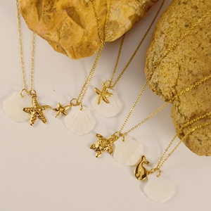 Mecylife vỏ tự nhiên Vòng cổ Bohemia Mùa Hè đồ trang sức bãi biển Vòng cổ thép không gỉ đại dương quyến rũ Sao Biển rùa Mặt dây chuyền - Product Image 4