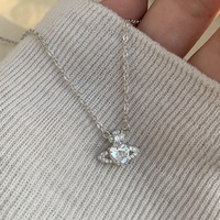 Collier Saturne en argent sterling S925 avec pendentif planète serti de diamants étincelants, élégant et raffiné, un collier coréen de niche pour la clavicule