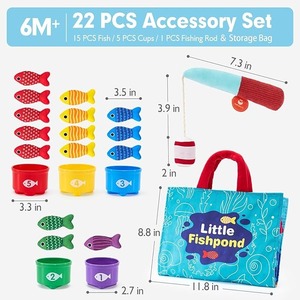 Giocattoli Montessori 10 in 1 gioco di pesca in tessuto di natale per bambini regali 1-3 con impilamento tazze numero conteggio madre bambini giocattolo - Product Image 6