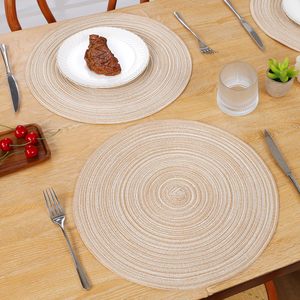 Manteles individuales redondos trenzados para mesas <span class=keywords><strong>de</strong></span> comedor, 15 pulgadas, antideslizantes, lavables, decoración rústica natural para cocina. - Product Image 4