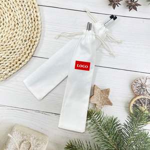 Bolsa de Algodón Reutilizable Blanca Suave Personalizada con Cordón, Logotipo de Perfume Serigrafiado para Aceites Esenciales, Relojes, Auriculares, Regalos - Product Image 4
