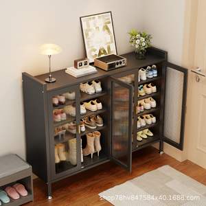 Mueble zapatero moderno minimalista de acero, a prueba de polvo, de varias capas, para recibidor, mueble de almacenamiento para sala de estar, diseño independiente. - Product Image 3