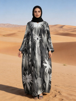 Abaya à manches longues Summer Stars, quatre tailles, robe musulmane pour femmes, imprimé numérique, antistatique, style modeste, lin respirant
