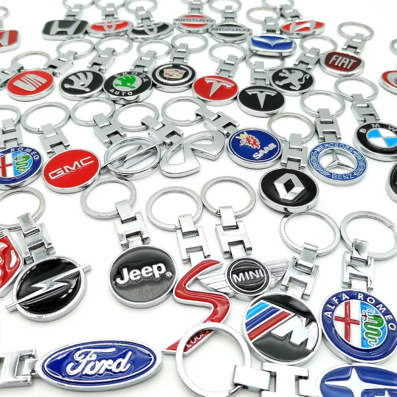 مخصصة التجزئة الأزياء شعار سيارة سلسلة مفاتيح مفتاح حامل الجملة سلسلة مفاتيح سيارة عليها الشعار في الأسهم