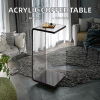 Table basse moderne transparente en acrylique Table d'appoint minimaliste pour le salon Meubles de maison avec baie vitrée Design