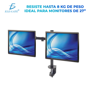 Support de bureau pour deux moniteurs Ele-Gate 27 pouces, capacité de charge jusqu'à 8 kg - Product Image 2