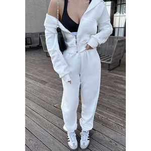 Conjunto de Traje Blanco con Detalle de Cremallera para Mujer - Pantalones Elegantes con Detalle de Cremallera - Product Image 2