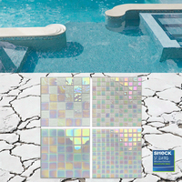 Bon Matériau De Construction Carré Brillant Piscine Irisé Salle De Bains Verre Mosaïque Carreau Mosaïque De Salle De Bain