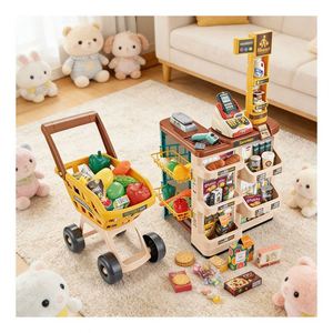 Juguete de rol de supermercado: Caja registradora, mostrador de pago, cesta de compras, mercado de simulación, juguetes educativos para niños - Product Image 4