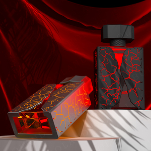 ABOLAND Rectangular Perfume Bottle With Lava Crackle Design <b>Black</b> Screw Cap Screen Printed Glass Container - Product Image 4