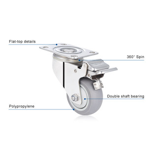 Beliebter Stil Produkt Edelstahl 3/4/5 Zoll 80-130kg Last nivellierung Krankenhaus Starre Lenk rolle - Product Image 5