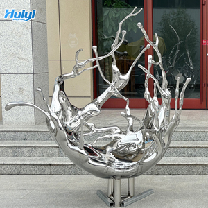 बड़े आउटडोर शॉपिंग मॉल धातु पानी की लहर प्रतिमा आधुनिक पॉलिश खोखले-बाहर स्टेनलेस स्टील लहर मूर्तिकला कस्टम रंग - Product Image 6