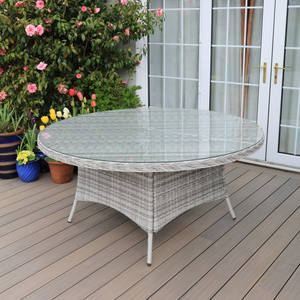 Audu Table ronde style classique <span class=keywords><strong>Victoria</strong></span> et huit chaises Cadre en aluminium Rotin métal avec verre pour ateliers de loisirs en plein air - Product Image 4