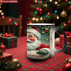 Magic Cup Frosted Black 11oz Ceramic Heat Color Changing Sublimation Mug Christmas Santa Design - Product Image 2