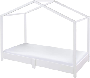 Cama Literá Moderna de 70 x 140 cm con Base de Listones Extensible, Madera de Pino <span class=keywords><strong>Lacada</strong></span> en Blanco para Sala de Estar o Apartamento - Product Image 3