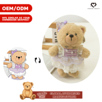 Vêtements pour ours en peluche, robe en dentelle à carreaux violets, tenue pour ours de 14 à 17 cm, ensemble jupe de princesse