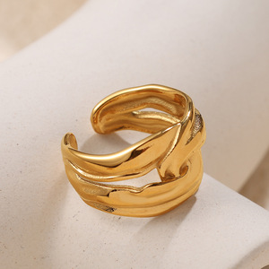 Gold Irregular Geometric <b>Ring</b> JZ131 Unisex Party Jewelry Non <b>Adjustable</b> - Product Image 2