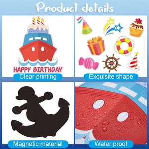 Imanes Decorativos para Puerta de Crucero de Cumpleaños, Imanes Divertidos y Reutilizables para Feliz Cumpleaños, Cabina, Barco, Carnaval, Refrigerador - Product Image 4