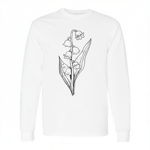 Lily Of The Valley Illustration Long Sleeve <b>T</b>-<b>Shirt</b> Wildflower <b>Garden</b> Flower Design - Product Image 2