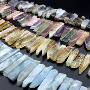 หินคริสตัลแท้ธรรมชาติสำหรับทำเครื่องประดับ  แท่งคริสตัลหลากสีแบบขายส่งสำหรับจี้  คริสตัลแบบร้อยร้อยเจาะรู - Product Image 3