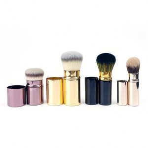 แปรงคาบูกิแบบพกพา ขนแปรงสังเคราะห์สีดำ ด้ามจับโลหะ สำหรับลงแป้งฝุ่น บลัชออน ใช้ได้กับบลัชออนทั่วไป - Product Image 5