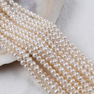 Kit de Collar y Pulsera de Perlas de Agua Dulce Naturales de 5-6 mm, Casi Redondas, Semiterminadas, Blancas con Tinte Rosa - Product Image 2