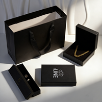 Coffret d'emballage de bijoux en cuir noir UMS, écologique, sur mesure, luxe, pour homme et femme, pour bagues, colliers, bracelets